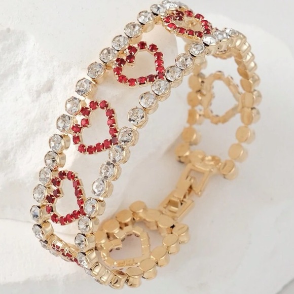 Cubic Zirconia Heart Tennis Bracelet - Picture 5 of 8